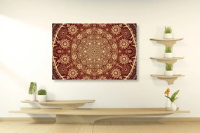 Quadro su tela – Mandala ornamentale con pizzo in bordeaux