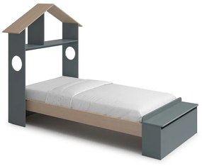 Letto per bambini in pino verde/naturale con contenitore 90x190 cm Odessa - Marckeric