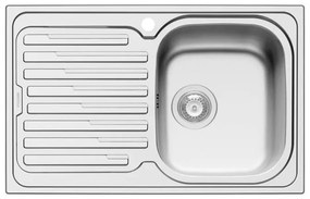 Lavello integrato 1 vasca con gocciolatoio a sinistra DELINIA Amaltia inox L 50 x L 79 cm argento