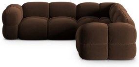 Divano angolare marrone scuro con rivestimento in velluto Loretto – Cosmopolitan Design