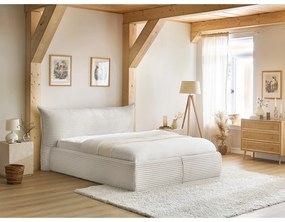 Letto matrimoniale imbottito color crema con contenitore con rete inclusa 160x200 cm Jade – Bobochic Paris