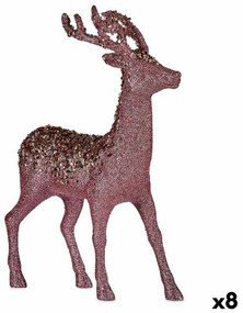 Statua Decorativa Renna di Natale Rosa Plastica 15 x 45 x 30 cm (8 Unità)