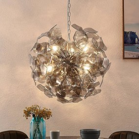 Lampada a sospensione Moscalina Lindby, dimmerabile, Alluminio / Grigio / Zincato, Soggiorno / Sala da pranzo, Metallo, Giovanile, Lampada a sospensione