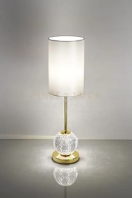 Lampada da tavolo diamante, acrilico trasparente, struttura oro par...