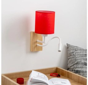 Brilagi - Applique a LED NUBILA WOOD 1xE27/25W/230V + LED/3W quercia/rosso