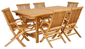 Set tavolo e sedie Antea NATERIAL in teak marrone per 6 persone