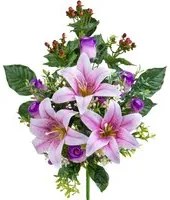 Set 2 Frontale Artificiali Lilium/Rose 54 cm Viola