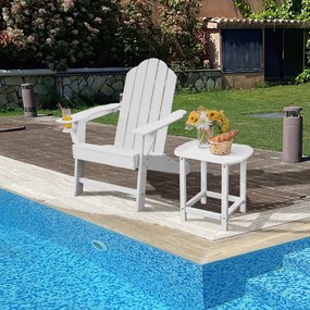 Costway Sedia Adirondack con porta bicchiere per giardino e spiaggia, Sedia per cortile resistente alle intemperie Bianco