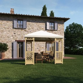 Gazebo Fuji in legno struttura naturale, copertura bianco L 314 x P 314 x H 308 cm