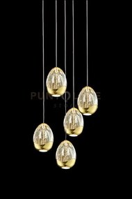Lampada a sospensione golden egg 5 vetri, oro, led 24w, 1440lm 3000...