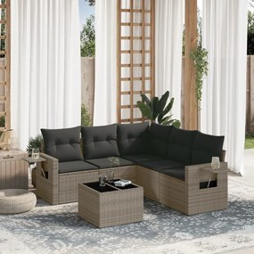 Set divano da giardino 6 pz con cuscini grigio in polyrattan