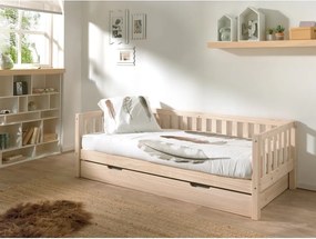 Letto da bambini di colore naturale in pino massiccio con rete inclusa 90x200 cm Fritz – Vipack