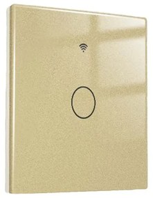 Interruttore Wifi Da Parete 86X86 Pannello Touch 1 Tasto Colore Oro WiFi + RF 433 Compatibile con Amazon Alexa e Google Home