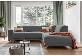 Divano angolare grigio allungabile e con contenitore (penisola a destra/a L) Classy Sophie – Miuform