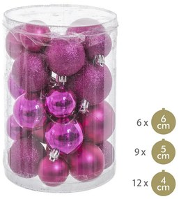 Palle di Natale Fucsia Plastica Porporina 12,5 x 12,5 x 27 cm (27 Unità)