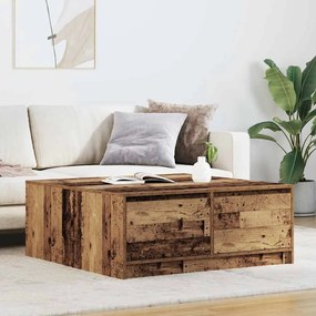Tavolino Da Salotto Con Cassetti Legno Antico 100x100x40 Cm /