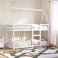 Letto a Castello con Tetto Bianco 75x190 cm Legno Massello Pino 3282090