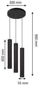 LED Lampadario a sospensione con filo TUBA 3xGU10/4,8W/230V nero