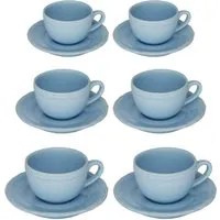 Set 6 Tazzine da Caff con Piattino 7,5xh5 cm in Gres Porcellanato Juliet Azzurro Pastello