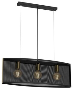 Lampadario a sospensione con filo KAGA 3xE27/60W/230V nero/oro