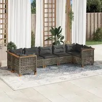 Set Divani da Giardino 7 pz con Cuscini Grigio in Polyrattan 3261975