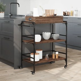 Carrello cucina rovere marrone 81,5x41x92,5cm legno multistrato