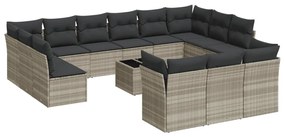 Set divani da giardino 14pz con cuscini in polyrattan