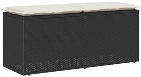 Panca Da Giardino Con Cuscino Nera 110x40x44 Cm İn Polyrattan /