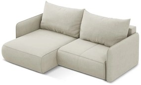 Divano angolare color crema allungabile/con contenitore (con penisola a sinistra) Nanea – Makamii