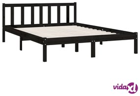 vidaXL Giroletto Nero in Legno Massello di Pino 120x200 cm
