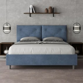 Letto contenitore da 160x190 in microfibra blu Appia