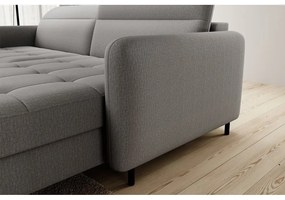 Divano angolare grigio allungabile/con contenitore (con penisola a destra/con chaise lounge) e rivestimento in velluto Gomsi – ELTAP