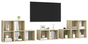 Set mobile tv 8 pz rovere sonoma in legno multistrato