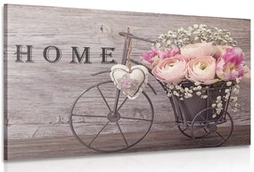 Stampa su tela – Fiori meravigliosi in vaso vintage con iscrizione