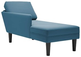 Sdraio Con Cuscino E Bracciolo Destro İn Velluto Blu /