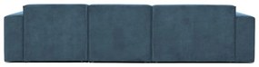 Divano angolare componibile blu (con penisola a sinistra) con rivestimento in velluto a coste Sting – Scandic