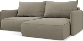 Divano angolare beige allungabile/con contenitore (con penisola a destra) Nanea – Makamii