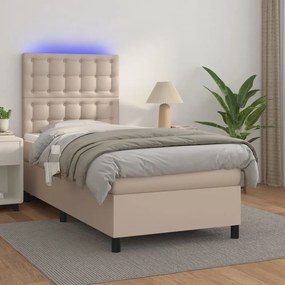 Giroletto Molle Materasso E Led Cappuccino 90x200 Cm Similpelle /