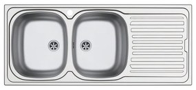 Lavello integrato 2 vasche con gocciolatoio a destra DELINIA Aurora inox L 50 x L 116 cm argento
