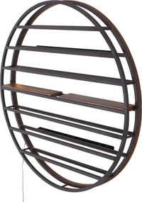 Lampada da parete moderna nera con legno rotondo e LED integrato - Wine Rack