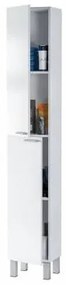 Colonna bagno Dfaropp, Mobile a colonna per bagno a 2 ante, Armadio pensile sospeso con 2 ripiani, 30x25h182 cm, Bianco lucido