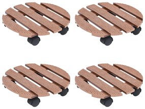 Carrelli Porta Piante 4 Pz Marroni Ø30x7,5 Cm Wpc /