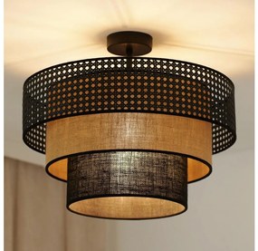 Brilagi - Lampadario DAKOTA LUNETA 1xE27/15W/230V Ø45 cm nero/rattan