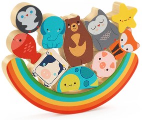 Puzzle in legno da assemblare e gioco di equilibrio - Animali e arcobaleno