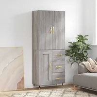 Credenza Grigio Sonoma 69,5x34x180 cm in Legno Multistrato 3196001