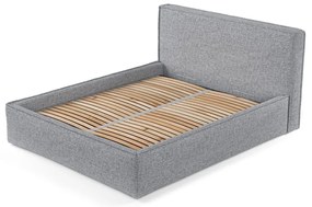 Letto matrimoniale imbottito grigio con spazio contenitivo e rete 200x200 cm Lounge L - Maison de Rêve