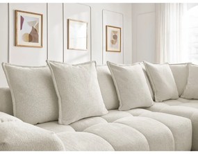 Divano angolare bianco allungabile e con contenitore (penisola a destra/a L) con rivestimento in ciniglia Everest – Bobochic Paris