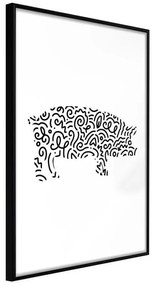 Poster  Curly Pig  Cornice Quadri Cornice nera, Larghezza x Altezza Home decor 30x45