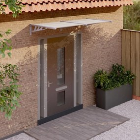 Tettoia Per Porta Grigio E Trasparente 199x90 Cm Policarbonato /