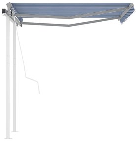 Tenda da Sole Retrattile Automatica con Pali 3x2,5m Blu Bianca